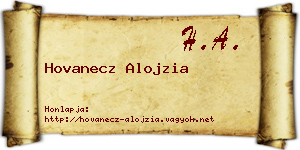 Hovanecz Alojzia névjegykártya
